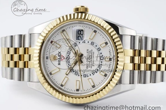 SS Jubilee on SS Best Noob Skydweller Dial White YG Edition A23J Bracelet YG 1230